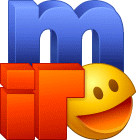 The original mIRC logo — a blue m, red irc, and yellow smiley